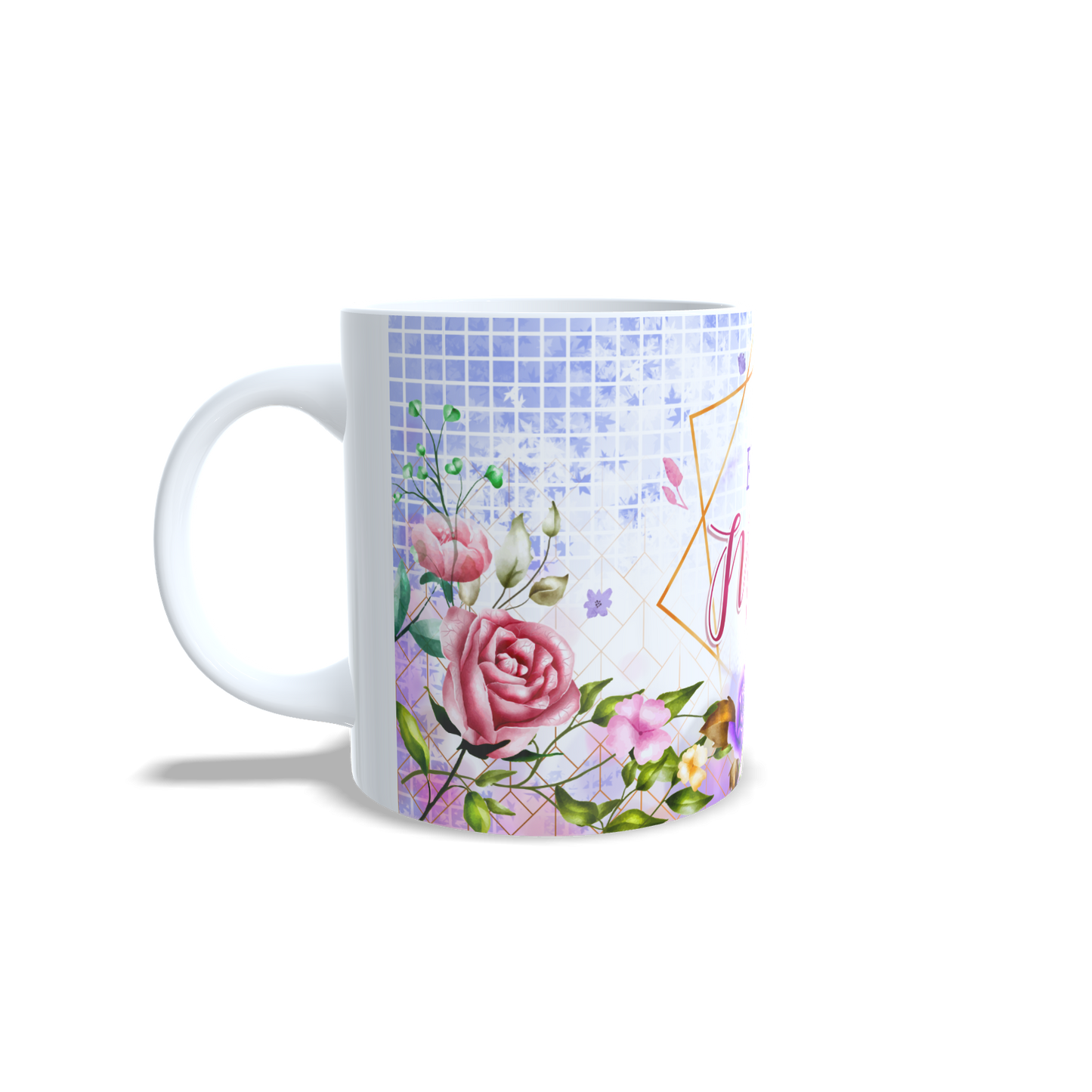 Taza personalizada Feliz Día Mamá vista lateral izquierda