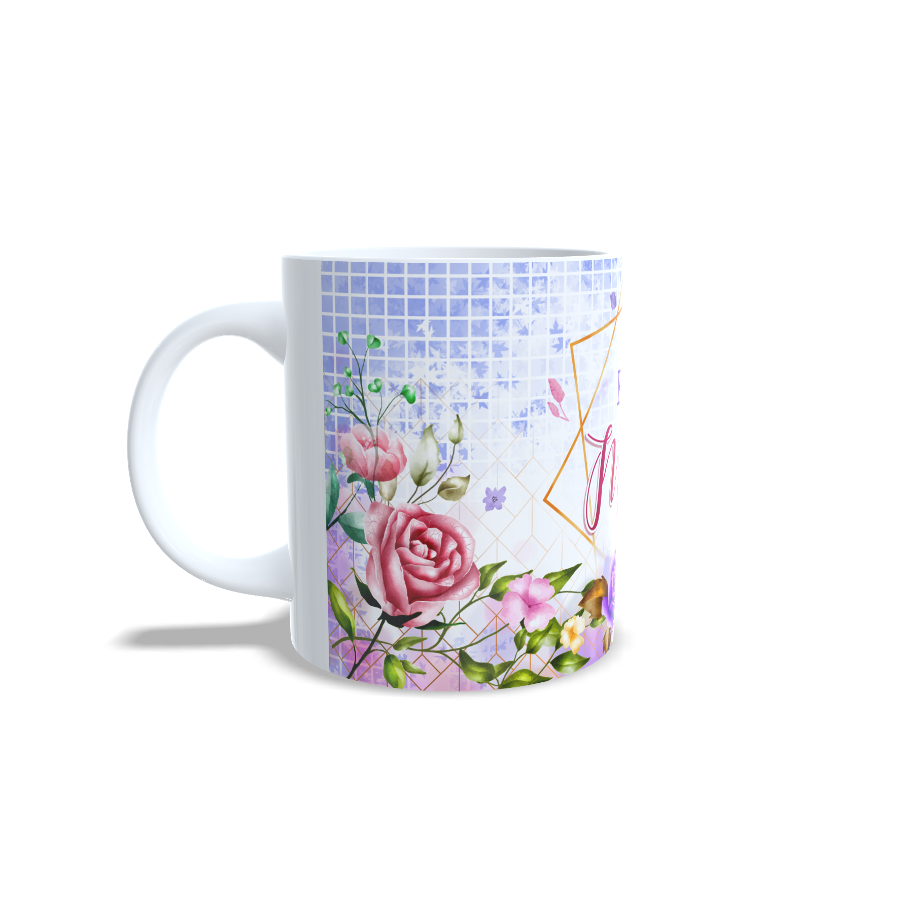 Taza personalizada Feliz Día Mamá vista lateral izquierda
