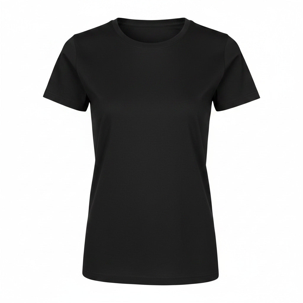 Camiseta mujer negra 100% algodón 180g/m² vista frontal