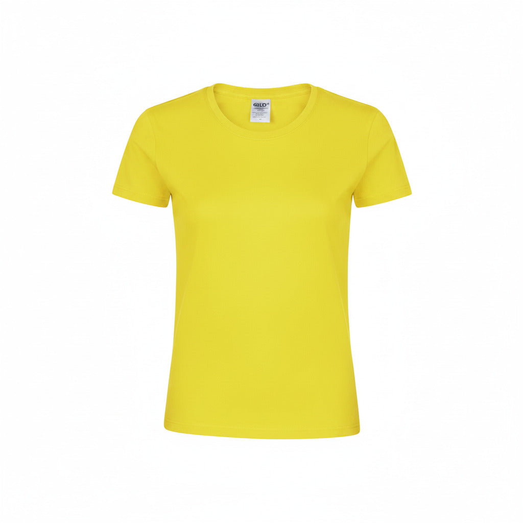 Camiseta mujer amarilla 100% algodón 180g/m² vista frontal