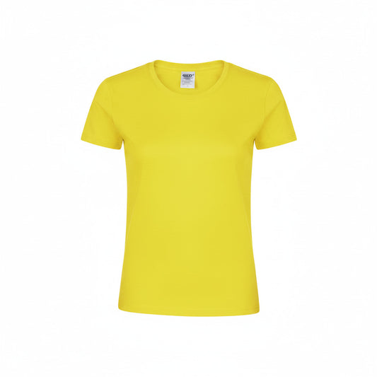 Camiseta mujer amarilla 100% algodón 180g/m² vista frontal