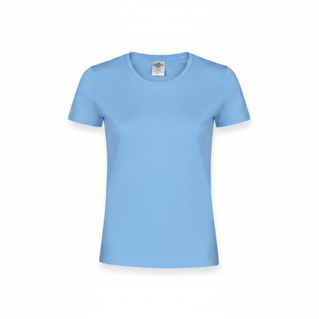 Camiseta mujer azul claro 100% algodón 180g/m² vista frontal