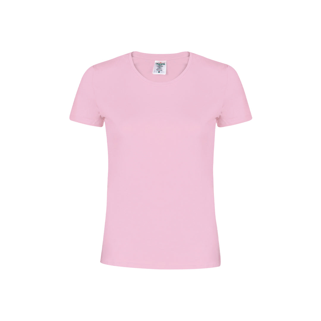 Camiseta mujer rosa 100% algodón 180g/m² vista frontal