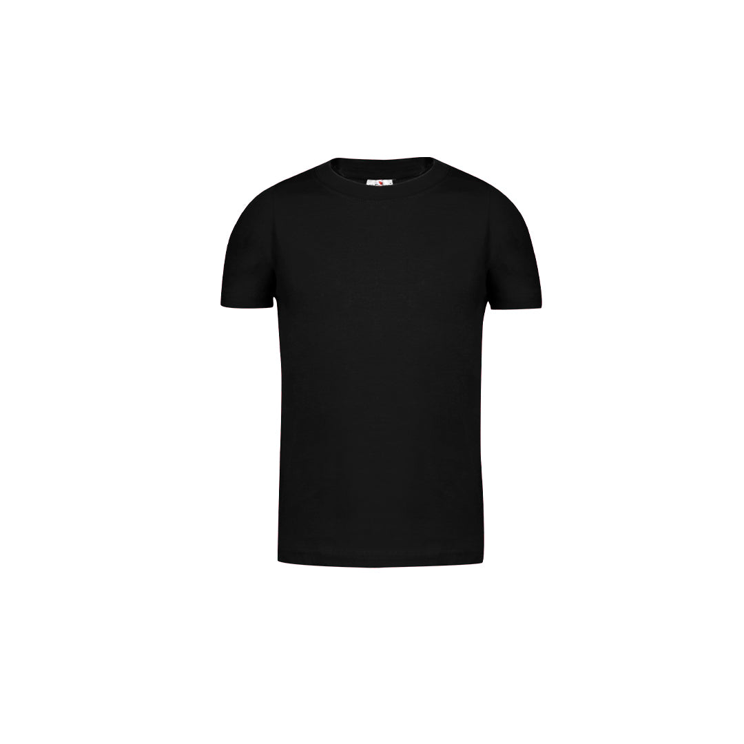 Camiseta niños unisex negra 100% algodón 150g/m² vista frontal