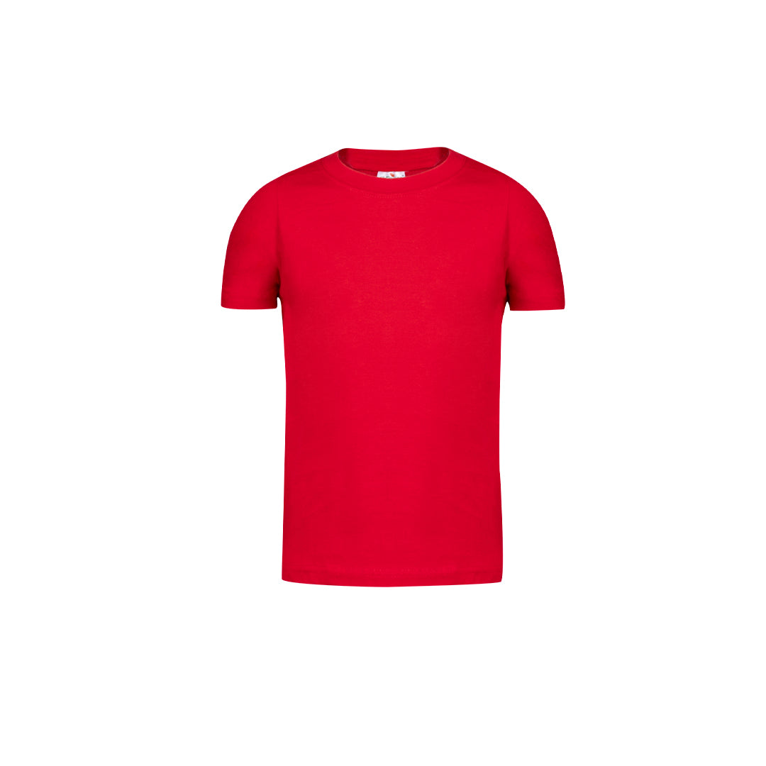 Camiseta niños unisex roja 100% algodón 150g/m² vista frontal