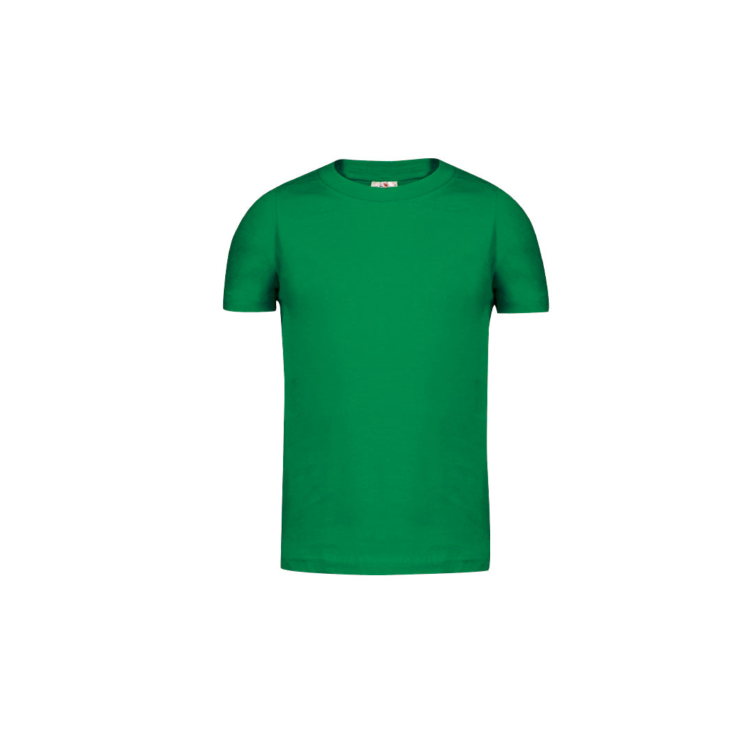 Camiseta niños unisex verde 100% algodón 150g/m² vista frontal