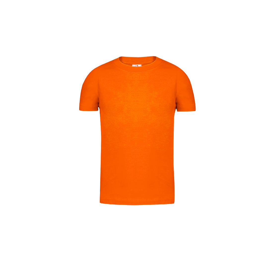 Camiseta niños unisex naranja 100% algodón 150g/m² vista frontal