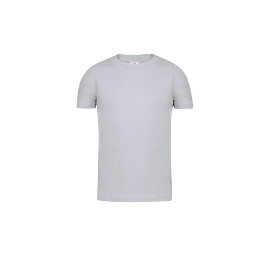 Camiseta niños unisex gris 100% algodón 150g/m² vista frontal