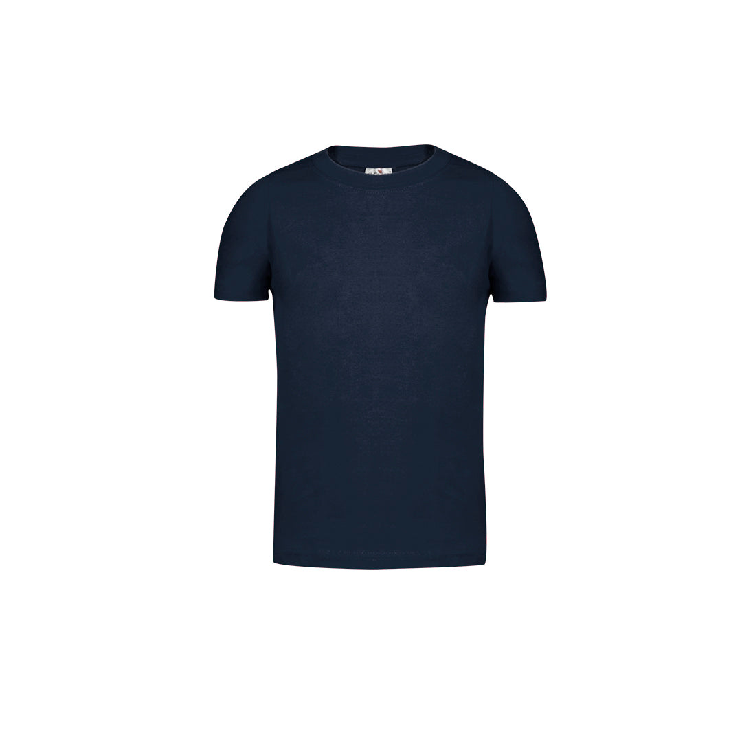 Camiseta niños unisex azul marino oscuro 100% algodón 150g/m² vista frontal