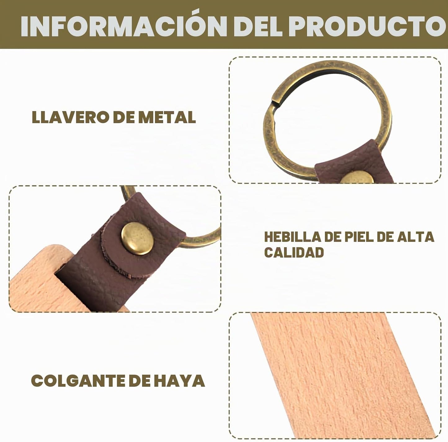 Llavero de Madera de Haya Grabado Láser Personalizado